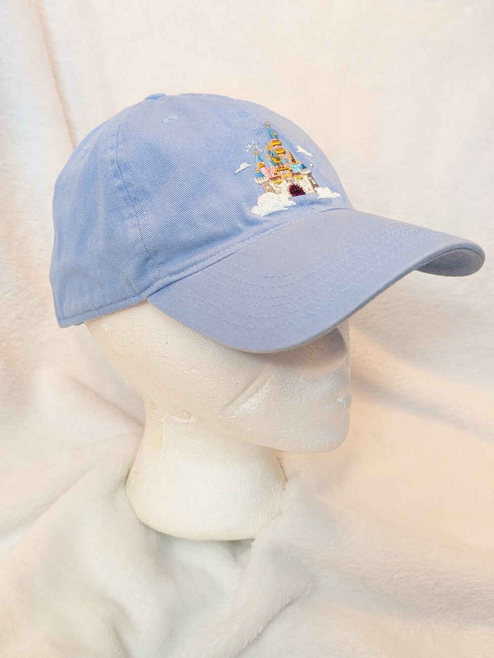Disney Parks Disneyland pink Sleeping beauty Castle Blue Baseball Hat rare